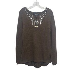 Coupe Collection Womens Sweater Italian Yarn Knit Wool Blend Brown Sz Large New